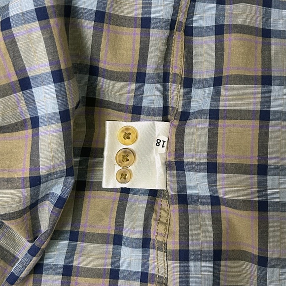 Joseph Abboud Plaid Shirt Spread Collar Full Button Front French Placket NWOT - Picture 13 of 16